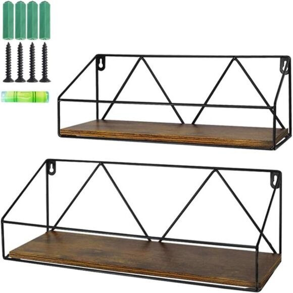 Wall Mount Shelf Rustic Wood Floating Shelves Storage for Kitchen Living Room - Picture 1 of 5